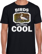 Dieren vogels t-shirt zwart heren - birds are serious cool shirt - cadeau t-shirt lepelaar vogel/ vogels liefhebber M