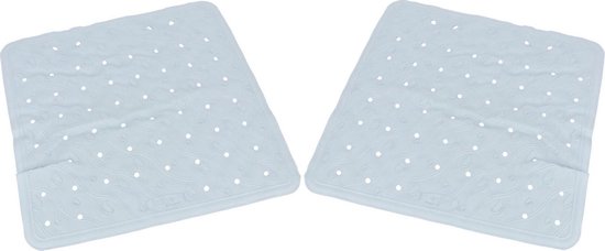 2x Lichtblauwe anti-slip badmatten/douchematten 45 x 45 cm vierkant - Badkuip mat - Douchecabine mat - Grip mat voor in douche/bad