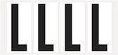 Letter stickers alfabet - 20 kaarten - zwart wit teksthoogte 95 mm Letter L