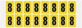 Cijfer stickers 0-9 - zelfklevende folie - 20 kaarten - geel zwart teksthoogte 25 mm Cijfer 8