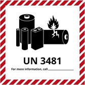 UN3481 sticker lithium-ion batterijen 100 x 100 mm