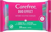 Carefree Duo Effect Intieme Doekjes Green Tea & Aloe 20 stuks