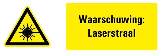 Foto: Tekststicker waarschuwing laserstraal w004 280 x 105 mm