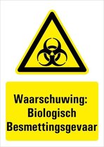Waarschuwing voor biologisch besmettingsgevaar sticker met tekst 148 x 210 mm