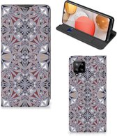 Flipcover Geschikt voor Samsung Galaxy A42 Smart Cover Flower Tiles
