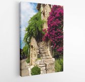 Bright purple Bougainvillea vines on the wall of the house at Saint Paul de Vence, France - Modern Art Canvas -Vertical - 1150599494 - 115*75 Vertical