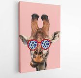 Funny art collage. Giraffe wearing sunglasses. - Modern Art Canvas -Vertical - 1155474376 - 115*75 Vertical