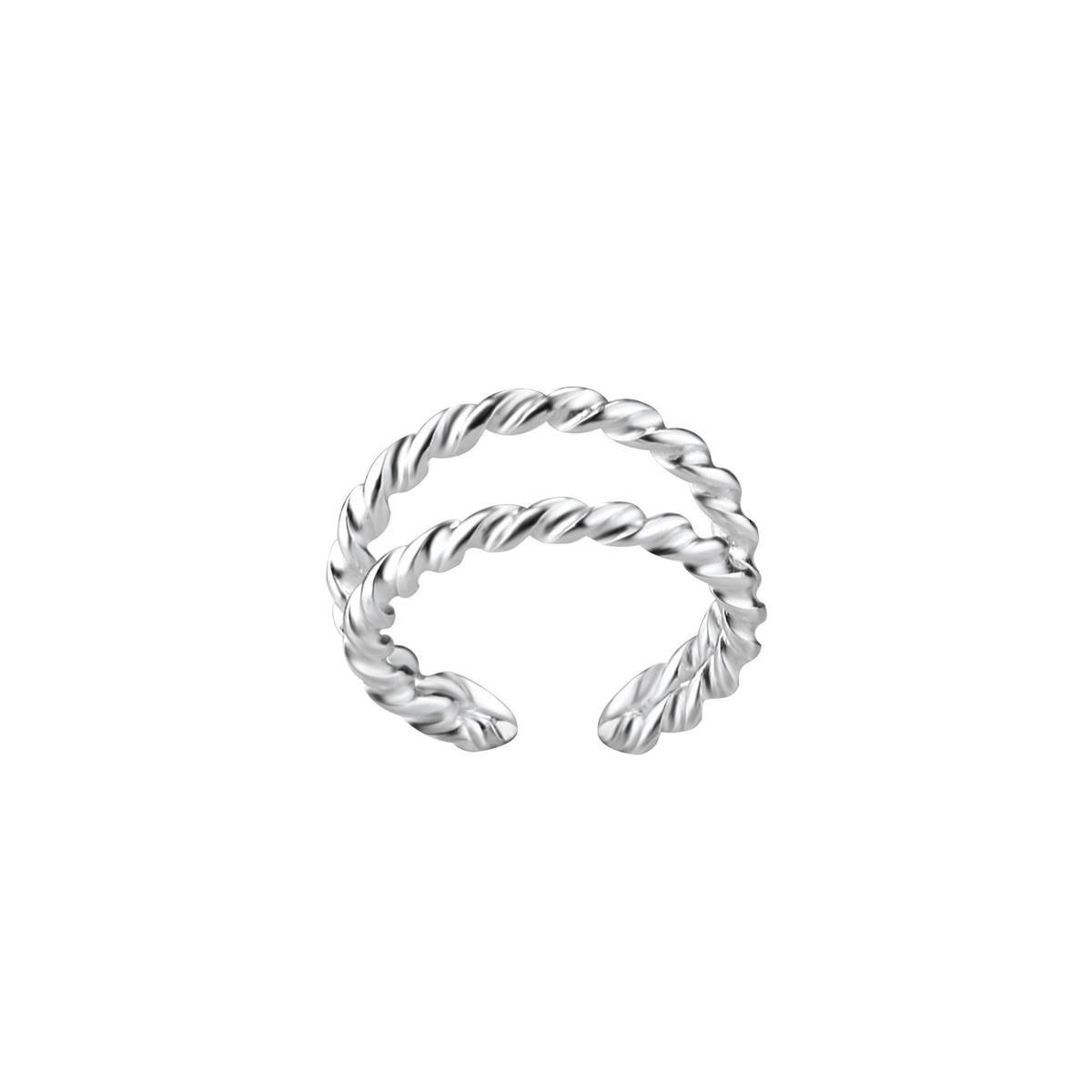 ear cuff zilver dubbel twisted | oorklem dames zilver | chain Ear Studs | zilverana | Sterling 925 Silver - Zilverana