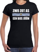 Zwo zot as een bos juun met vlag Zeeland t-shirt zwart dames - Zeeuws dialect cadeau shirt S
