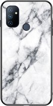 Marble Glass Back Cover - OnePlus Nord N100 Hoesje - Wit