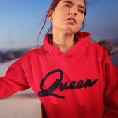King / Queen Hoodie Red Black (Queen - Maat M) | Koppel Cadeau | Valentijn Cadeautje voor hem & haar