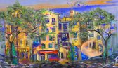 Two trees at morning street  - Modern Art Canvas  - Horizontal - 1031010907 - 80*60 Horizontal