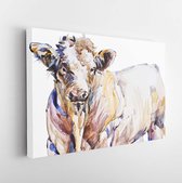 Bull. animal illustration. Watercolor hand drawn series of cattle. Charolais bull - Modern Art Canvas - Horizontal - 1641706147 - 80*60 Horizontal