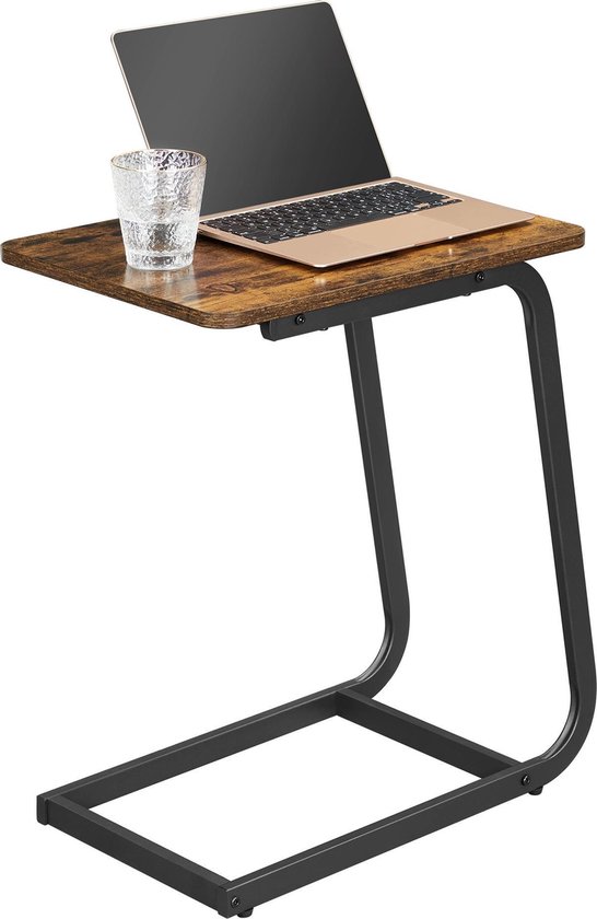 ACAZA Bijzettafel - Banktafel Industrieel - 50x62x35 cm - Zwart en Vintage Bruin