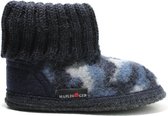 Haflinger Caro Sokpantoffel - Blauw Camo - 21 - Vilt, Kinderpantoffel, warm om de enkels