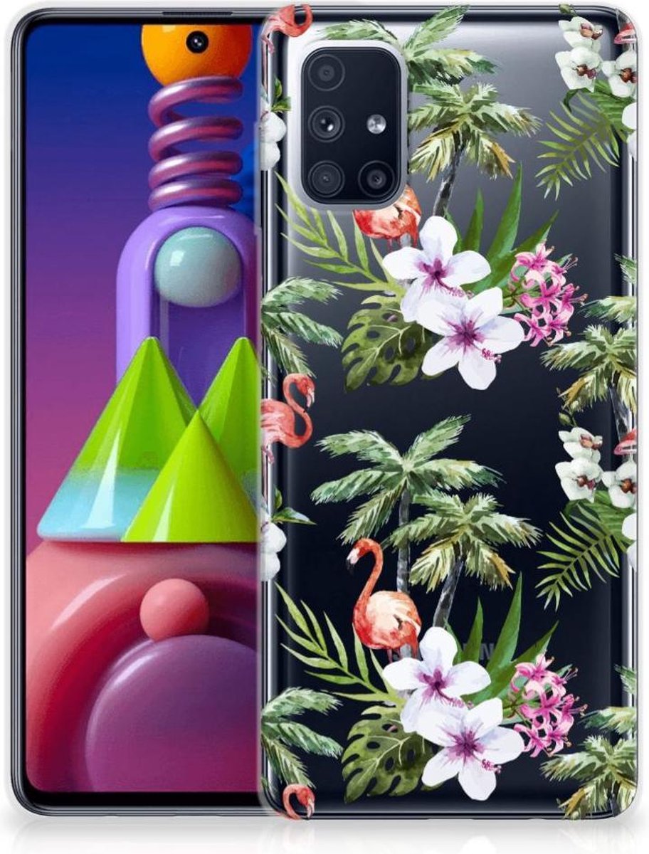 Samsung Galaxy M51 TPU Hoesje Flamingo Palms