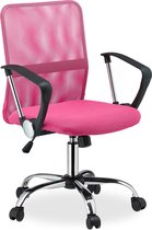 Relaxdays bureaustoel ergonomisch - computerstoel netstof - tot 120 kg - burostoel - roze