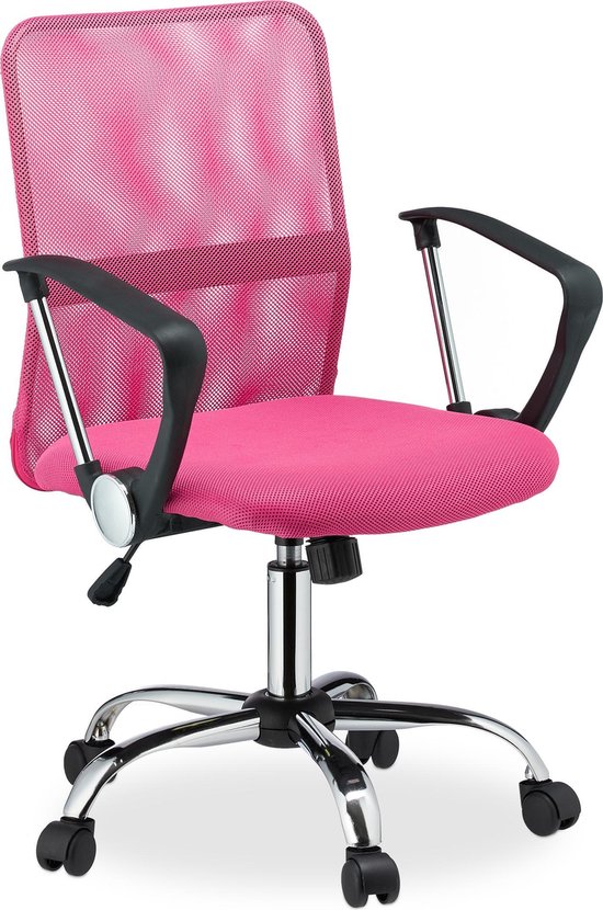 Chaise de Bureau Rose sans Accoudoir Velours 150 kg Ergonomique