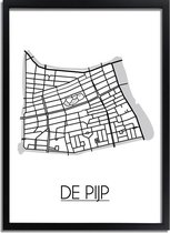 De Pijp Plattegrond poster A2 + fotolijst zwart (42x59,4cm) - DesignClaud