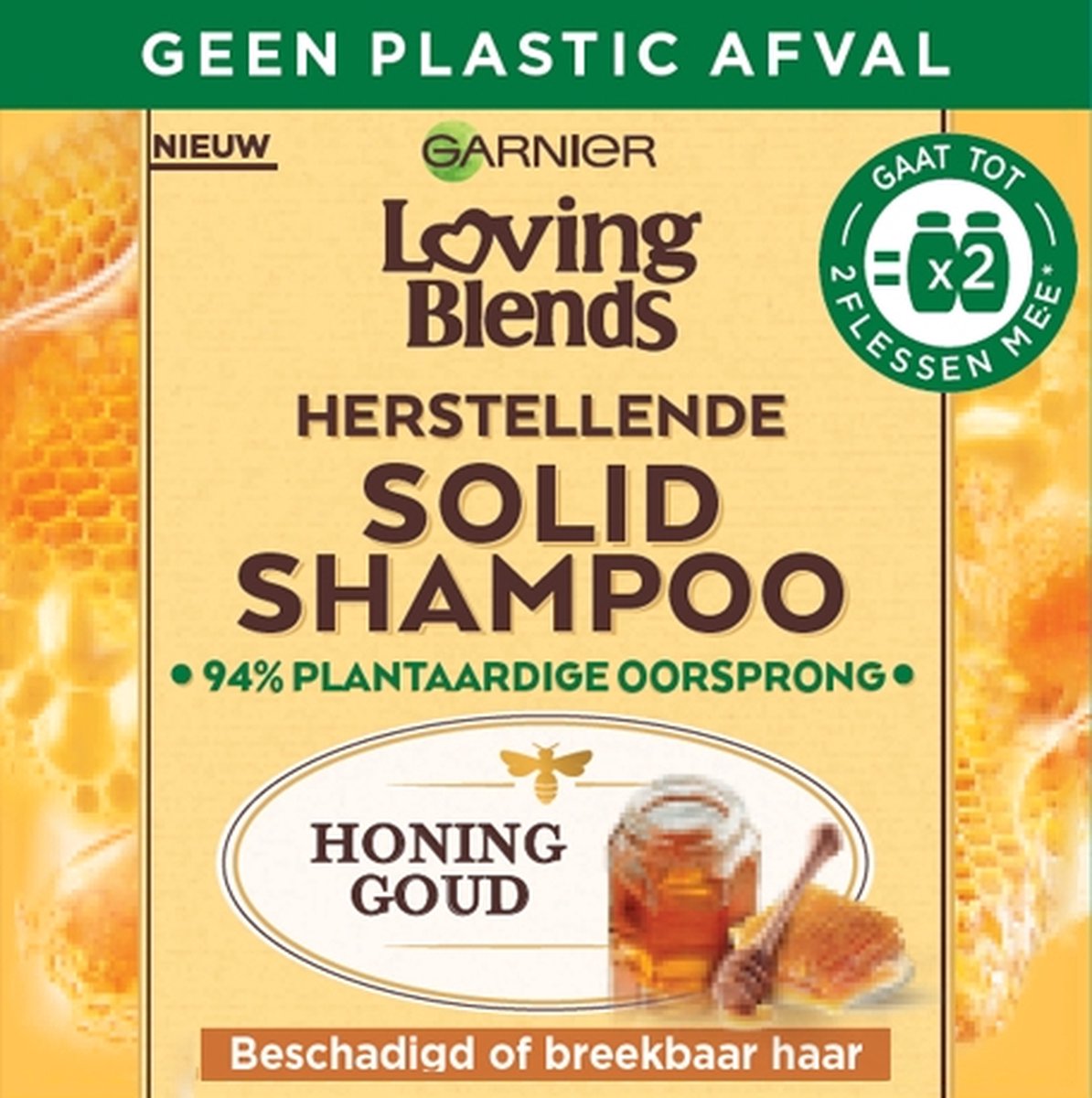 Garnier Loving Blends Solid Shampoo Bar Honing Goud - 1 stuk - Voor Beschadigd of Breekbaar haar - Garnier