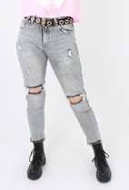 Queen Hearts Q013 - Destroyed Grey Mom Jeans