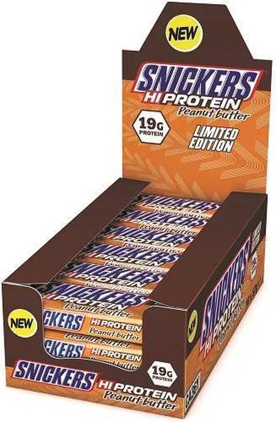 Snickers Hi Protein Bar - Proteïne Repen - Eiwitreep - Peanut Butter - 12 repen (684 gram) - 1 Doos