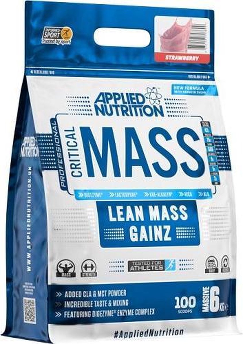 Goedkoopste Mass Gainer - CRITICAL MASS 6000g Applied Nutrition - - Aardbei