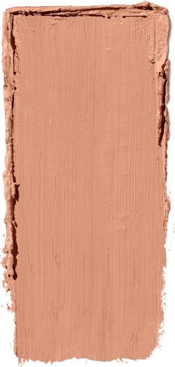 Zwarte foundation stick van Max Factor Facefinity All Day Matte Panstik, uitgedraaid met foundation en spons.