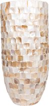 PTMD Daven Cream polyester schelpen pot rond hoog L