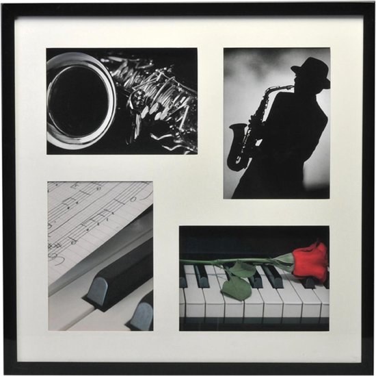 Fotolijst - Henzo - Piano Gallery - Collagelijst voor 4 foto's - Fotomaat 13x18 cm - Zwart