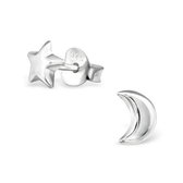 Aramat jewels ® - 925 sterling zilveren oorbellen ster en maan