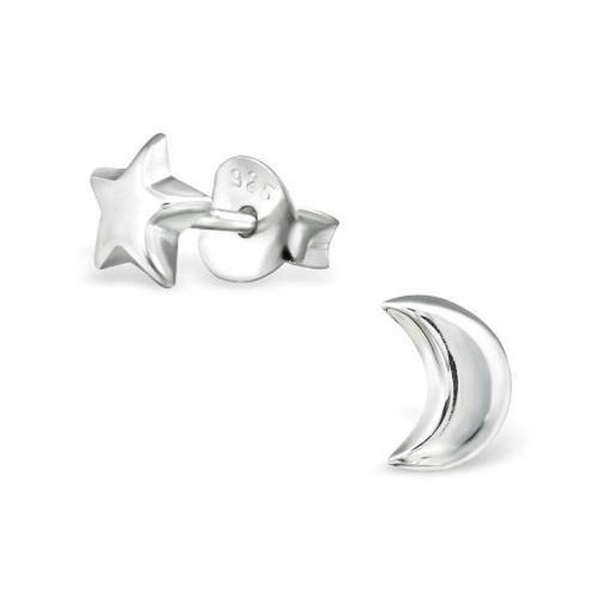 Aramat jewels ® - 925 sterling zilveren oorbellen ster en maan