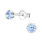 Aramat jewels ® - Kinder oorbellen met kristal 925 zilver licht blauw 4mm