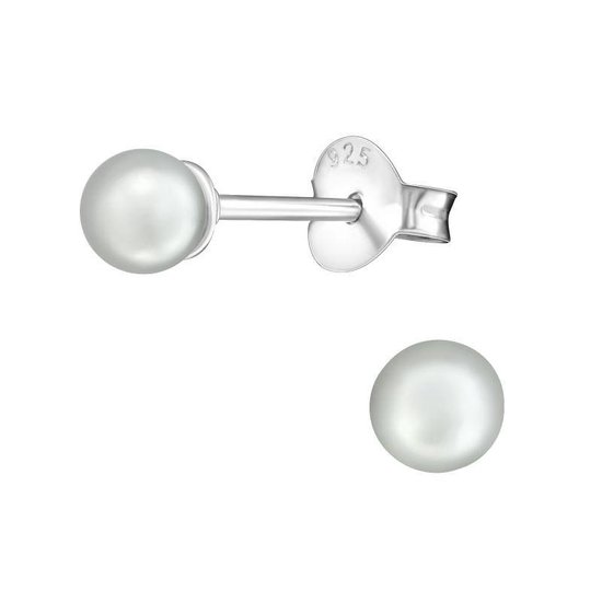 Aramat jewels ® - Zilveren pareloorbellen 925 zilver licht grijs 4mm