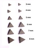 Aramat jewels ® - Zweerknopjes oorbellen driehoek zwart chirurgisch staal 3mm