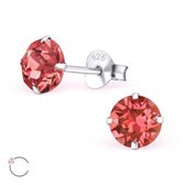 Aramat jewels ® - Zilveren swarovski elements kristal oorbellen rond 6mm padparadscha