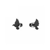 Aramat jewels ® - Zweerknopjes oorbellen vogel zwart chirurgisch staal 10mmx8mm