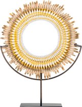 Decoratieve standaard rond marmer/steen brons/bruin metaal (r-000SP39754)