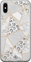 iPhone XS Max hoesje siliconen - Stone & leopard print | Apple iPhone Xs Max case | TPU backcover transparant