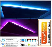 Elektrisch verwarmd infraroodpaneel  200W 230V wit 32x75cm met smart switch (WIFI) en ledverlichting via app te bedienen, wit licht gekorreld