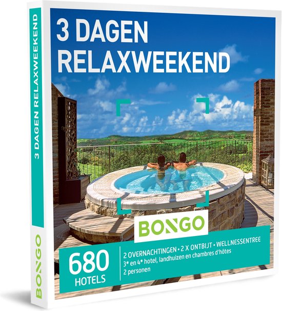 Bongo Bon - 3 Dagen Relaxweekend Cadeaubon - Cadeaukaart cadeau voor man of vrouw | 680 hotels met spa en wellnessfaciliteiten