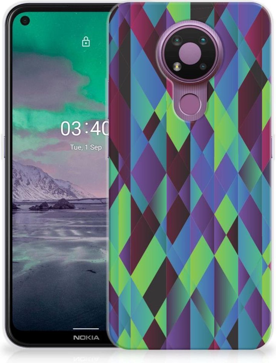 Nokia 3.4 TPU Hoesje Abstract Green Blue