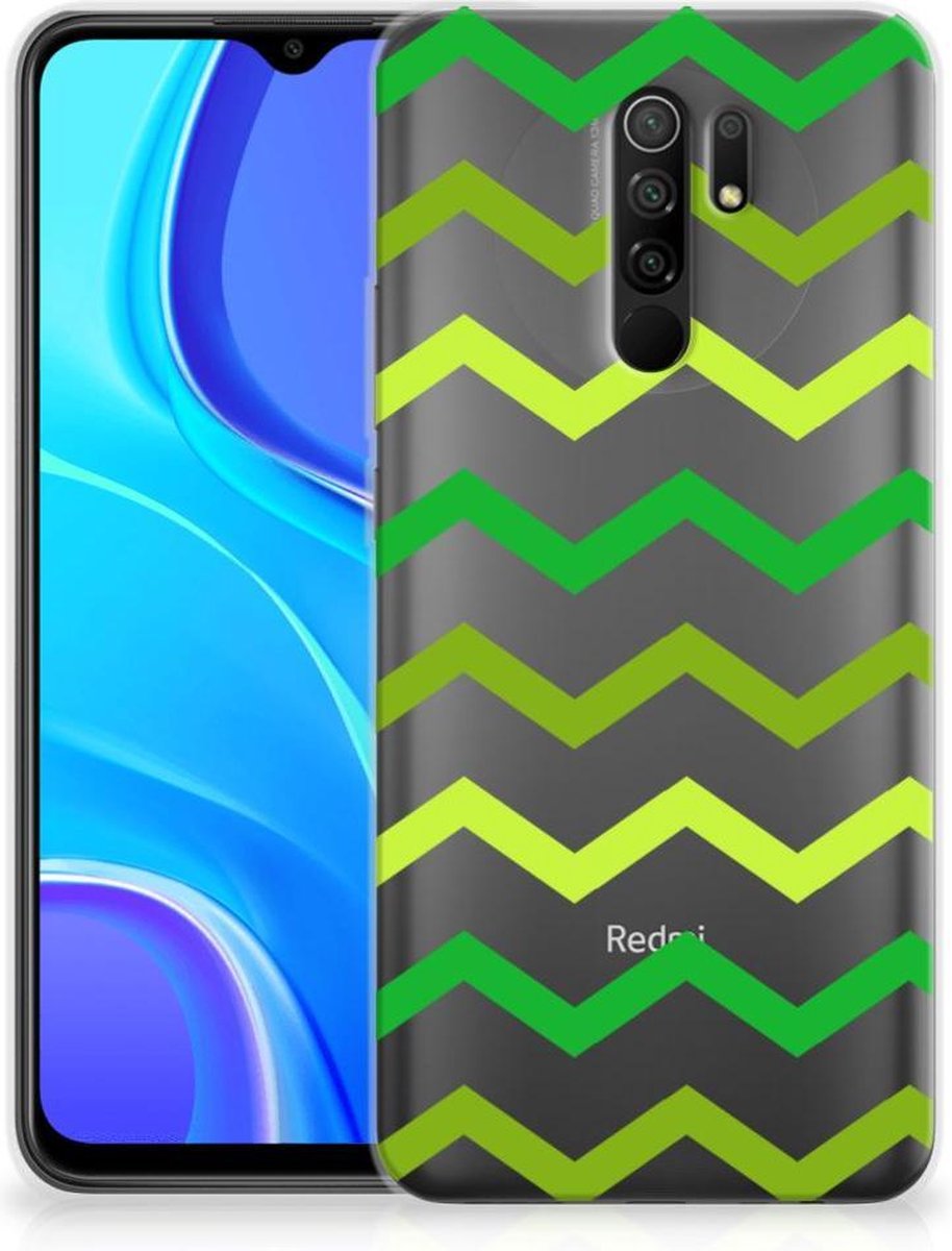 Xiaomi Redmi 9 TPU bumper Zigzag Groen