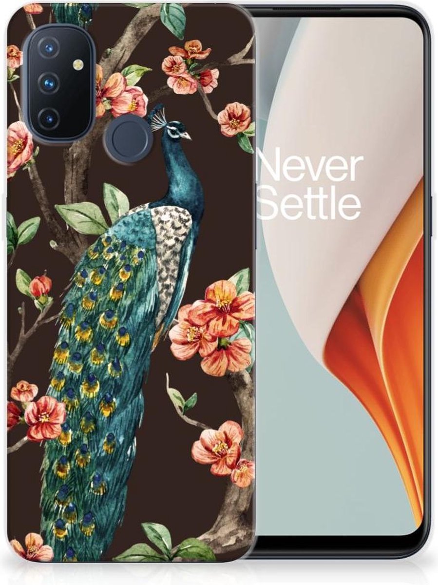 OnePlus Nord N100 TPU Hoesje Pauw met Bloemen