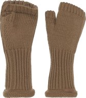 Knit Factory Cleo Gebreide Dames Vingerloze Handschoenen - Handschoenen voor in de herfst & winter - Bruine handschoenen - Polswarmers - New Camel - One Size