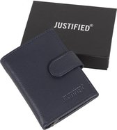 Justified Bags® Leather Nappa Credit Case Holder Navy + Box