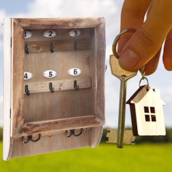 Decopatent® Boîte à clés pour l'intérieur - Boîte à clés en bois pour 10 clés - Porte en Verres - Armoire à clés avec porte- clés