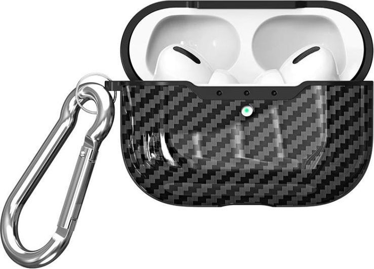 Shieldcase Black Stripe Case - beschermhoes geschikt voor Airpods Pro / 2 Pro Case - hoesje met carbon print - zwart