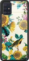 Samsung A71 hoesje glass - Zonnebloemen / Bloemen | Samsung Galaxy A71  case | Hardcase backcover zwart