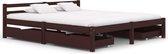 vidaXL Bedframe met 4 lades massief grenenhout donkerbruin 160x200 cm